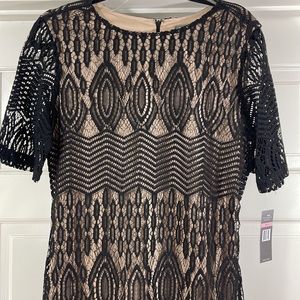 Sharagano black lace dress size 10 beautiful soft fabric NWT